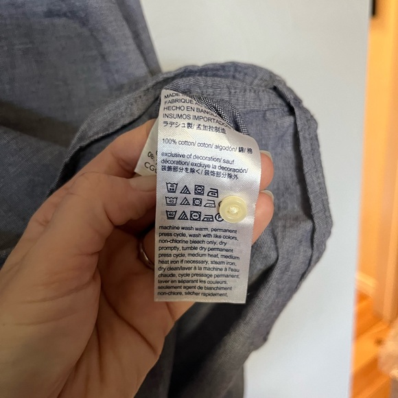 Tommy Hilfiger Classic Fit Button Down Blue Gray Textured Print Button Collar XL - Picture 5 of 9